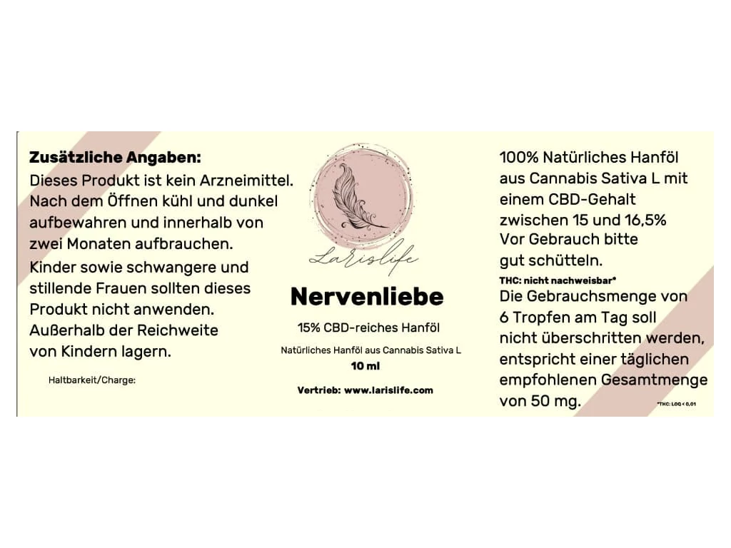 Nervenliebe Hanföl - 10 ml 15% CBD